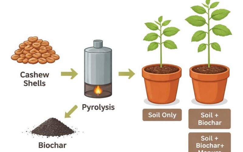Cashew shells to biochar